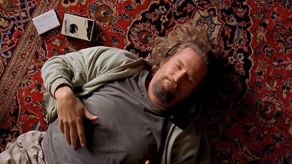 The Big Lebowski film image; man lying on a carpet