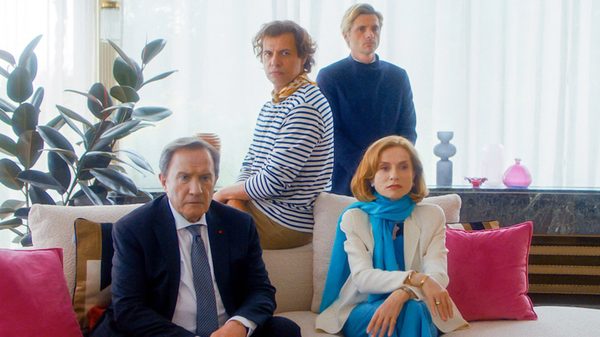 The Richest Woman in the World film image; four people sitting around a sofa
