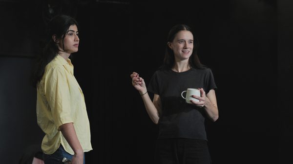 The Ambassador's Daughter film image; two people against a black backdrop