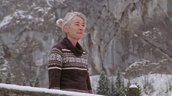 Forest High film image; women in a snowy forest