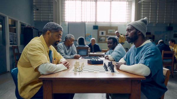 Frank & Louis film image; two men playing chess