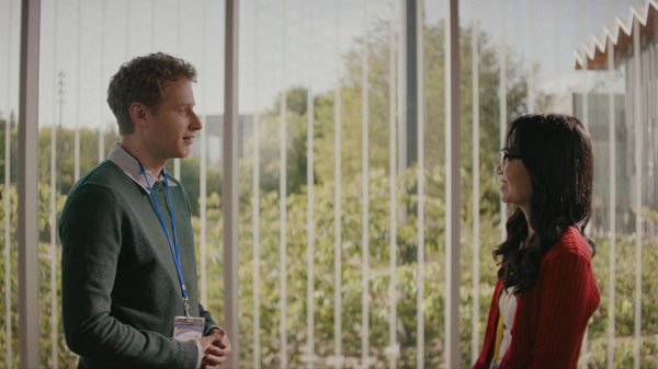 First Comes Love: Nakabingwit film image; man and woman looking at one another by a window
