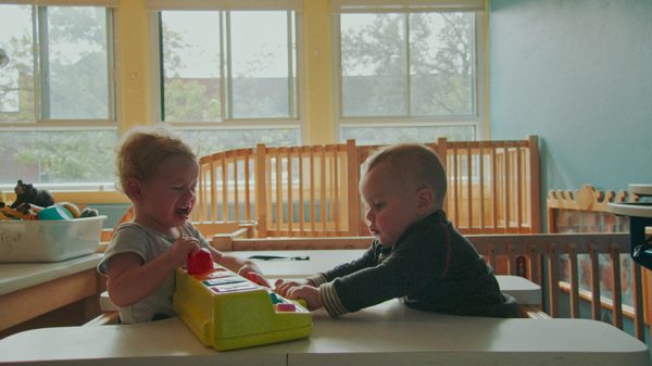 Kindergaten film image; two kids playing