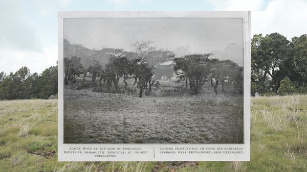 The Recce film image; photograph floating over a field