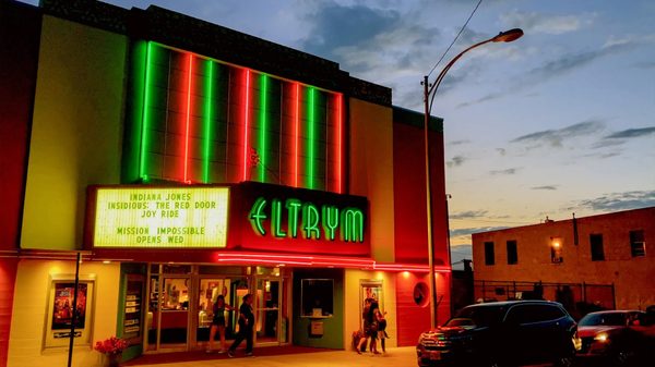 The Last Picture Shows film image; neon lights on a movie theatre