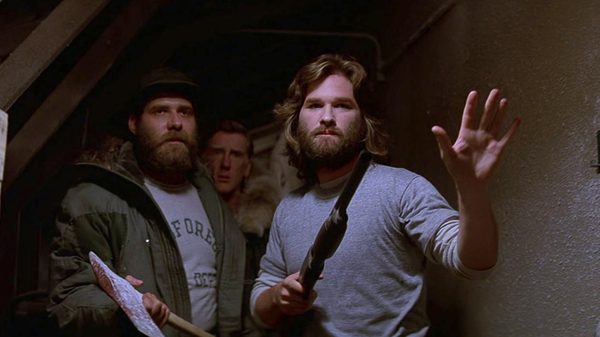 The Thing film image; two men looking warily at something