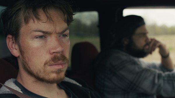 Union County film image; two men in a car